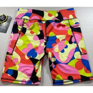 Athletic Works Girls Size L 10-12  Floral Bike Shorts Recycled Polyester UPF 30+